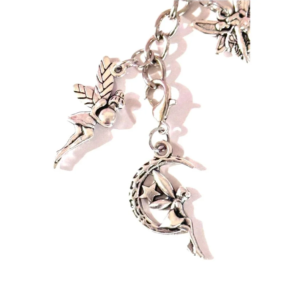 NWT Silver Fairy & Moon Charm Keychain/ Bag Charm- Handmade